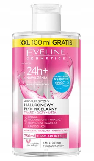 EVELINE HIALURONOWY PŁYN MICELARNY 3w1 750ml XXL