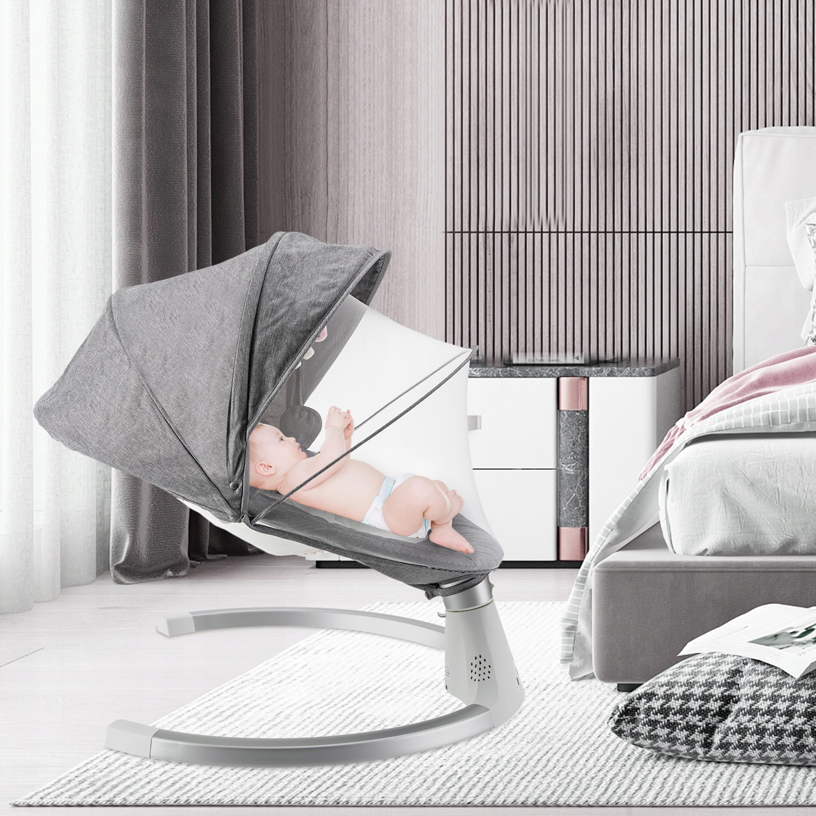 Elektryczny zdalnie sterowany bujaczek dla niemowląt Auto-Swing Waga dziecka 3 - 18 kg