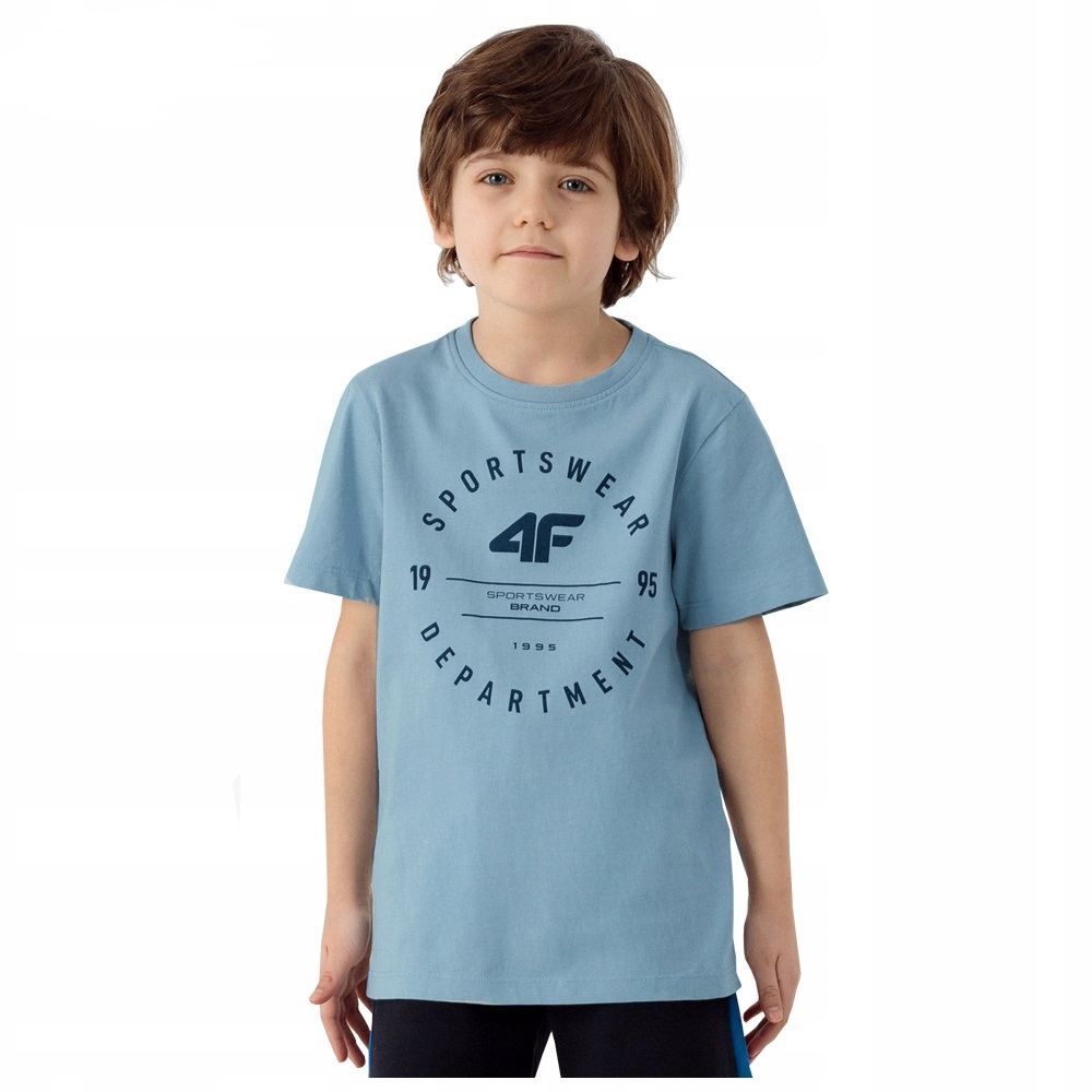 KOSZULKA CHŁOPIĘCA 4F T-SHIRT BAWEŁNA 140 Kolor niebieski