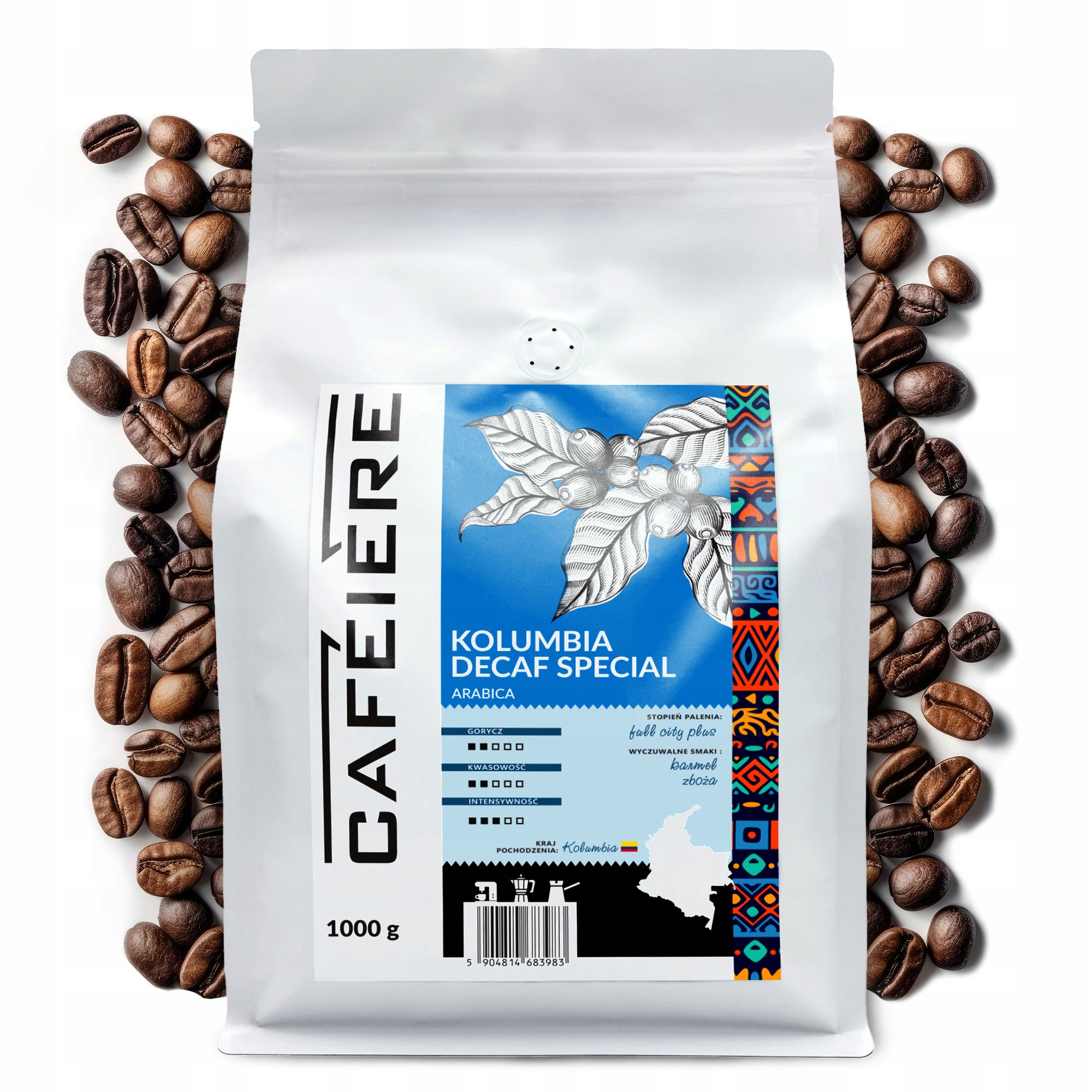 Levně Káva bezkofeinová, zrnková Kolumbie Decaf Specialty Arabica Čerstvě pražená