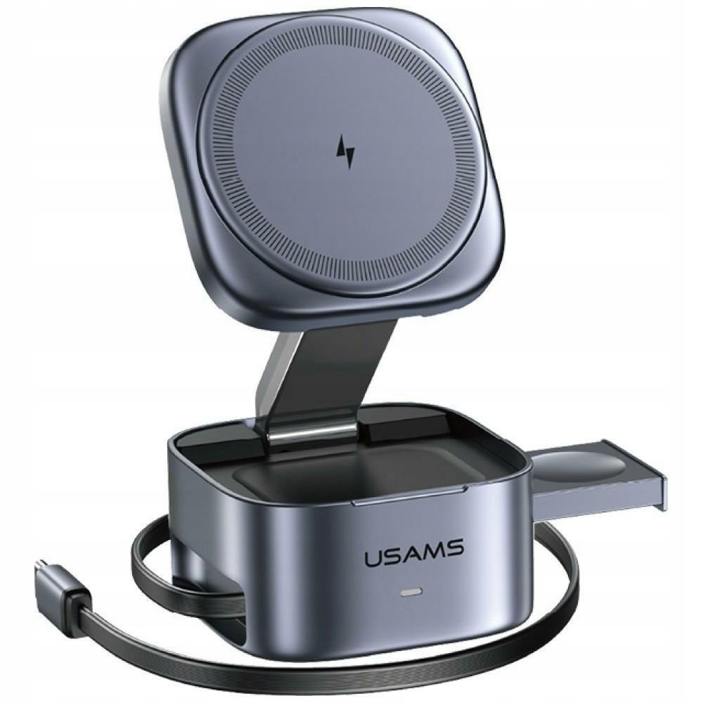 Ładowarka indukcyjna 3w1 Usams CD257 Qi2 tarnish