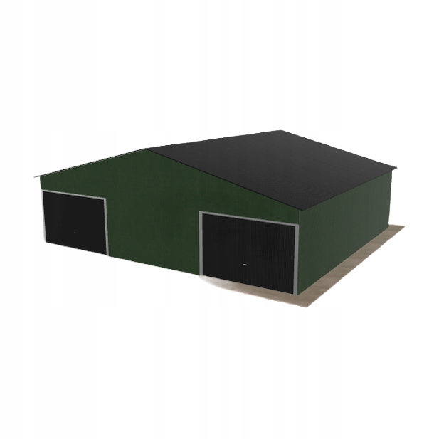 Plechová garáž 9.5x8.5 m dvoupolohová, dvouspádová, zelená