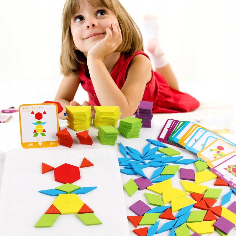 

Drewniana Układanka Gra Logiczna Montessori 3W1
