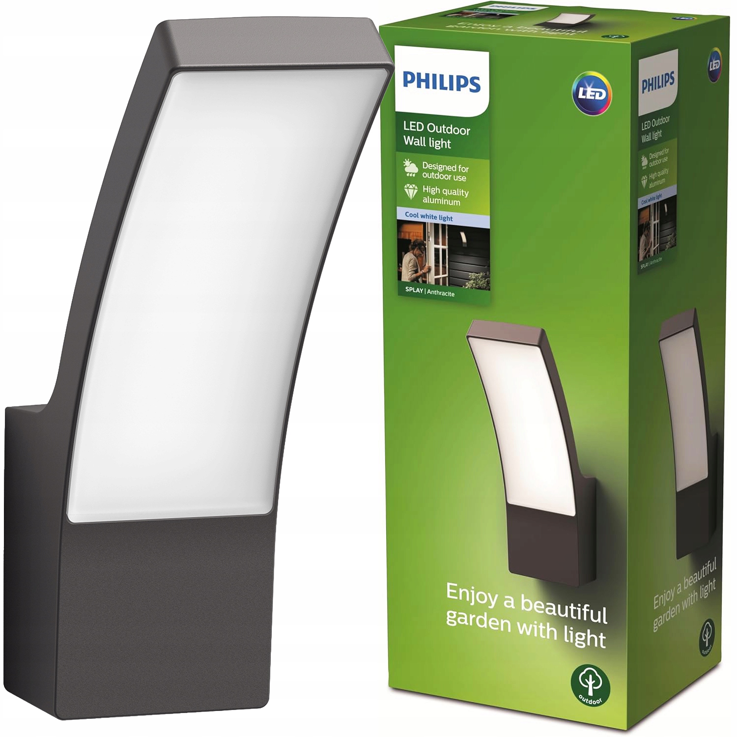 Zahradní nástěnné svítidlo Led venkovní fasádní lampa 12W 1200lm IP44 Philips