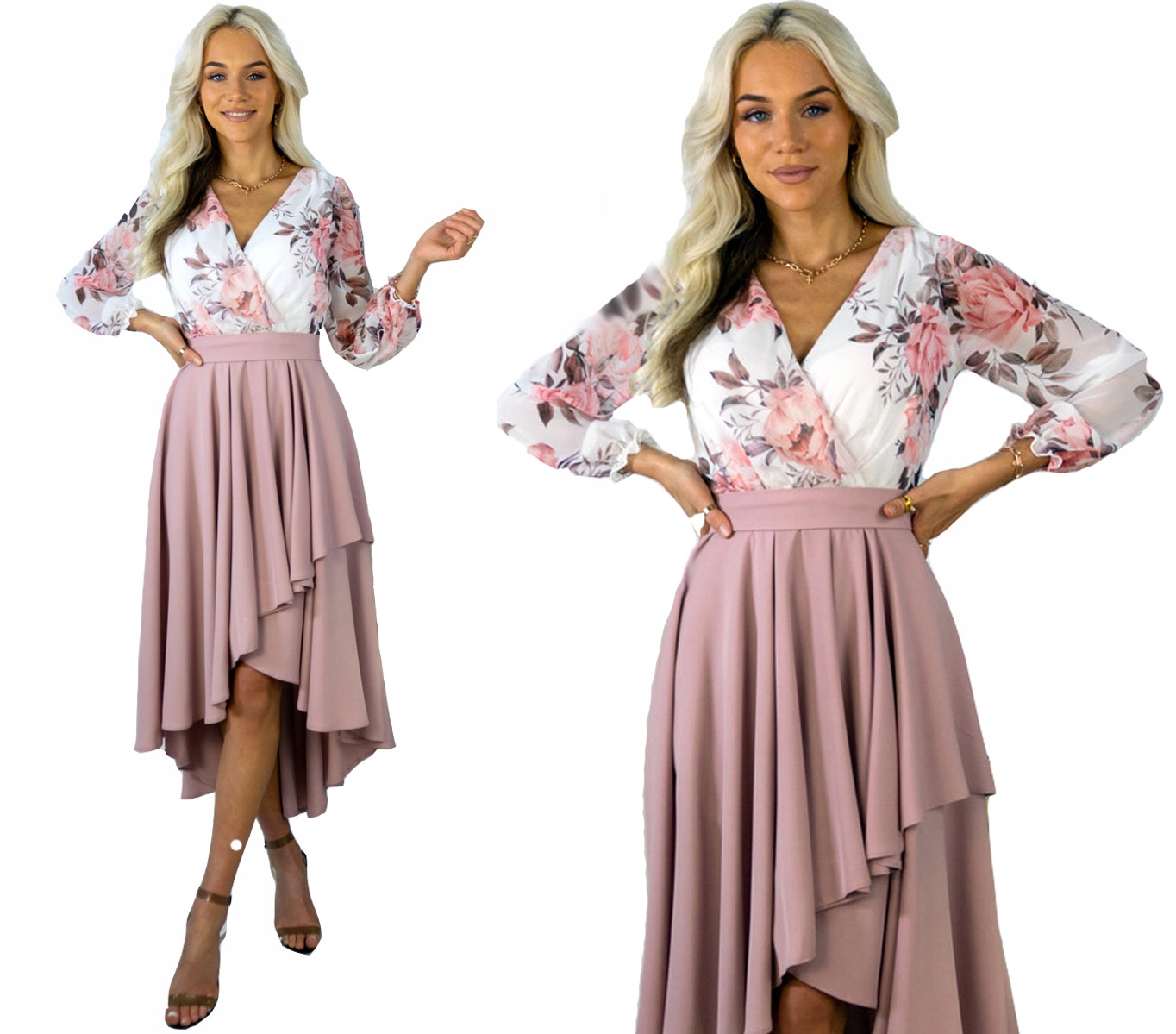 

Sukienka elegancka rozkloszowana kwiaty wesele V