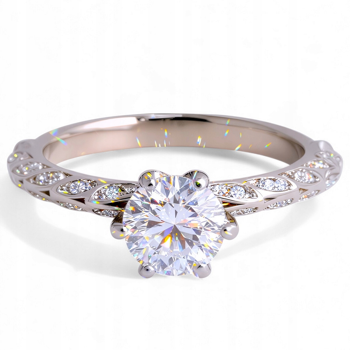 Prstýnek "Aurora Twist" s Moissanitem 1 ct Klasické stříbro platina vel. 12