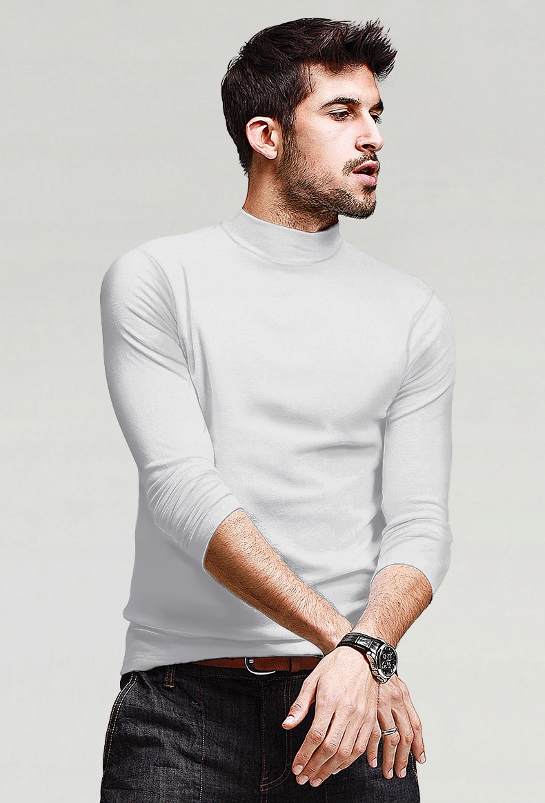 Elegancki półgolf sweter męski golf WXM r M biały Model DNM DELUXE