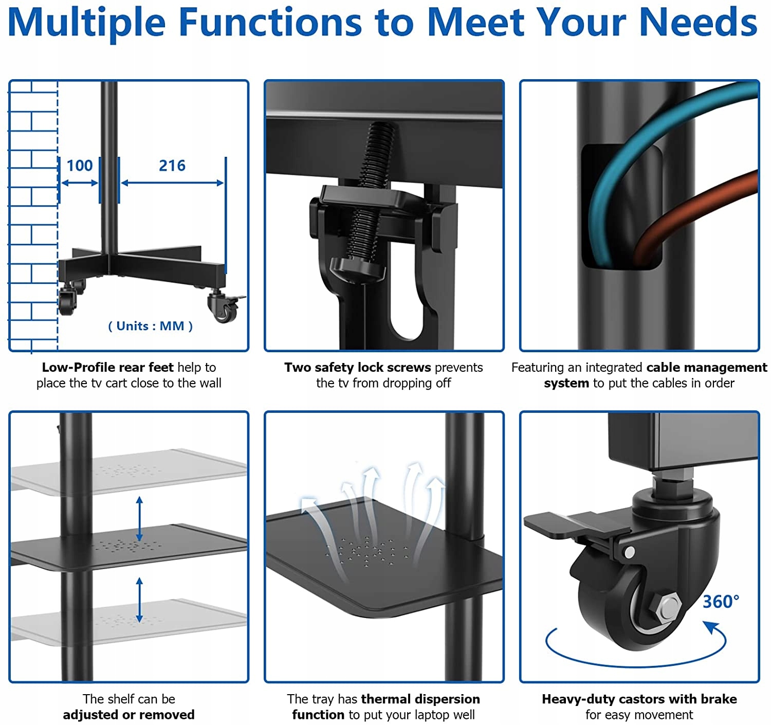 STOJAK POD TELEWIZOR 23-60 CALI 40KG VESA KÓŁKA Model mt202