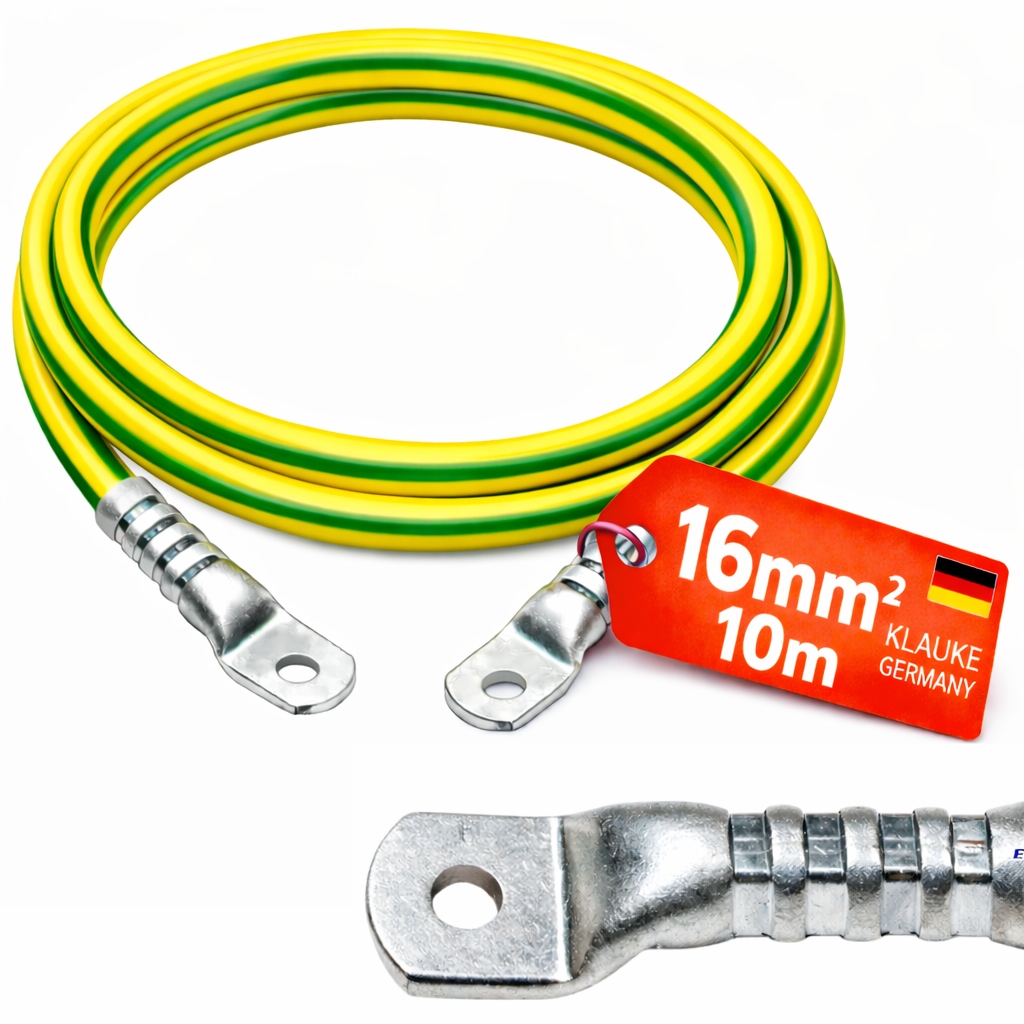 10m Kabel przewód uziemiający Lgy Końcówka oczkowa 16/8 Germany 16mm2 10m
