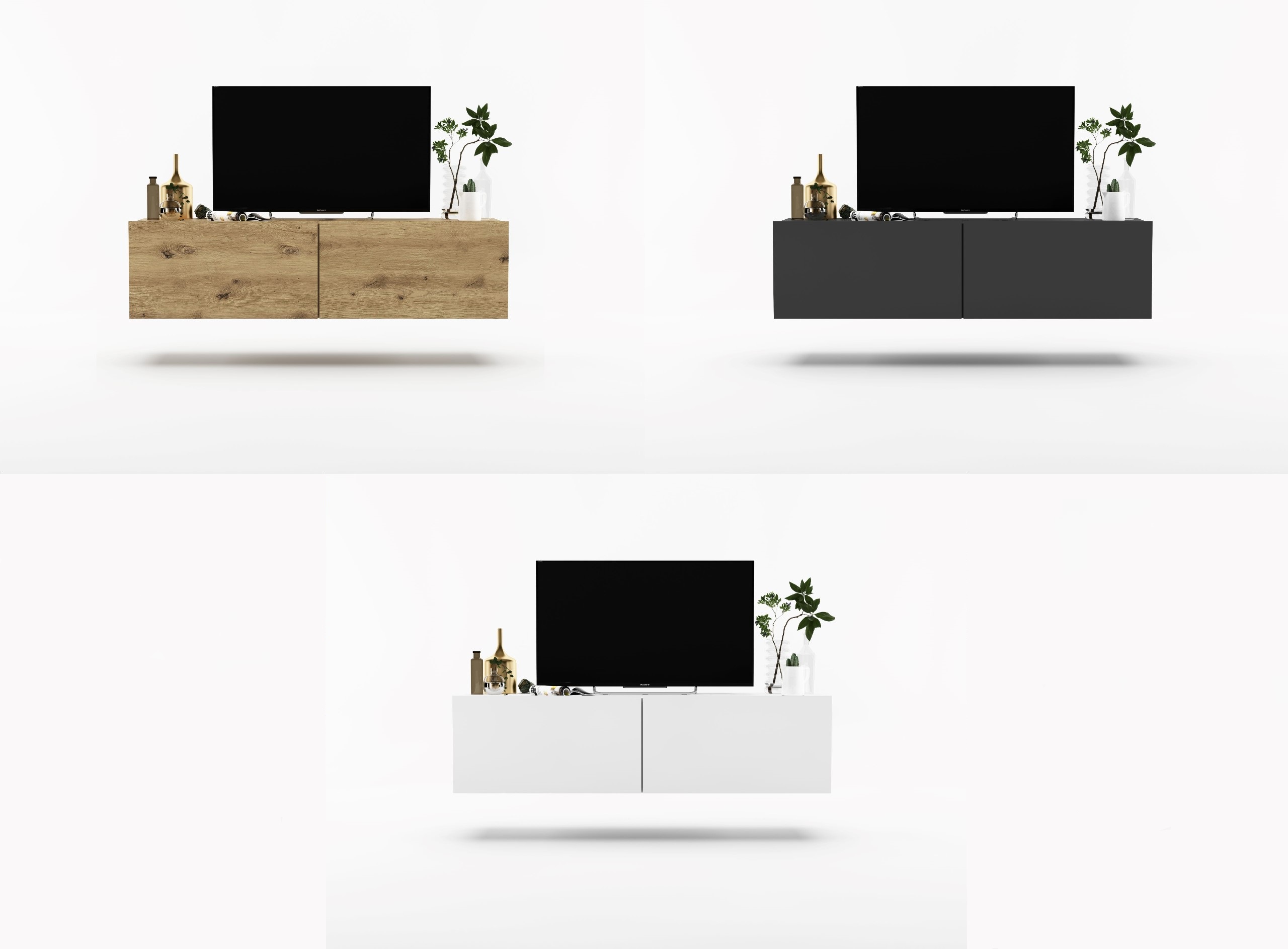 Wisząca szafka RTV 120 cm mała komoda artisan Liczba szuflad 0