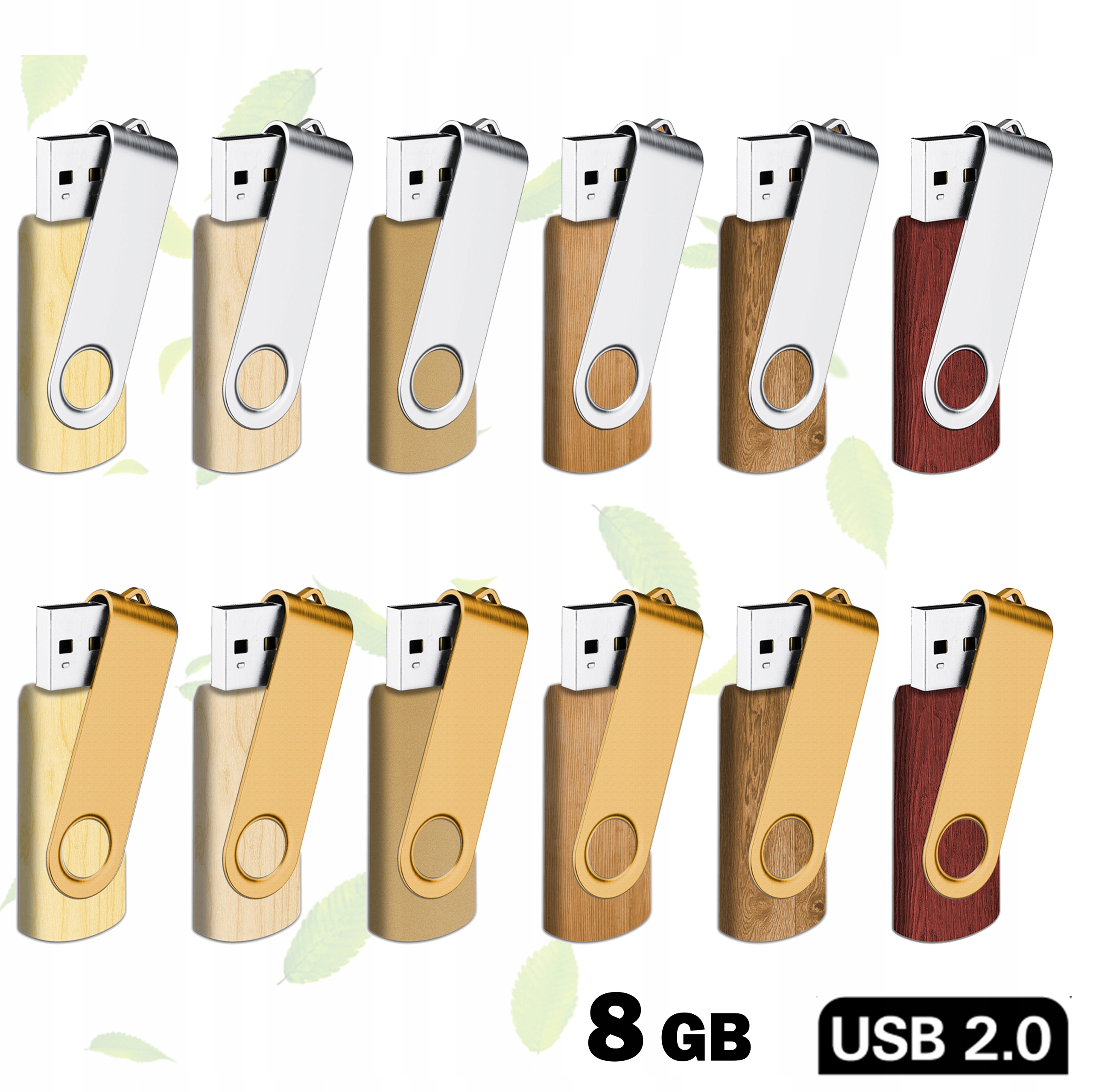 PENDRIVE PAMIĘĆ USB 8GB 2.0 EKO DREWNIANY-6 WZORÓW