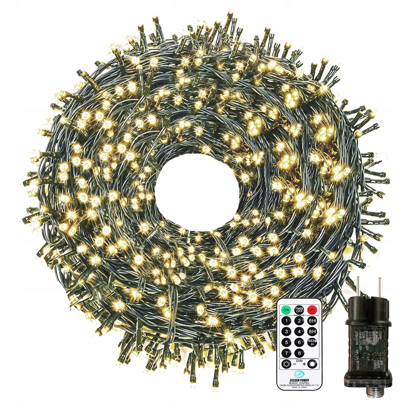 AURIOSTAR Lampa Świąteczna 60M 600LED Z Pilotem Timerem 8 Trybów IP44 — miniatura 12