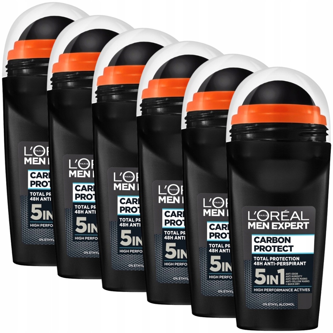 Loreal Men Expert Kuličkový antiperspirant Carbon Protect 48H Ochranný 6x50 ml
