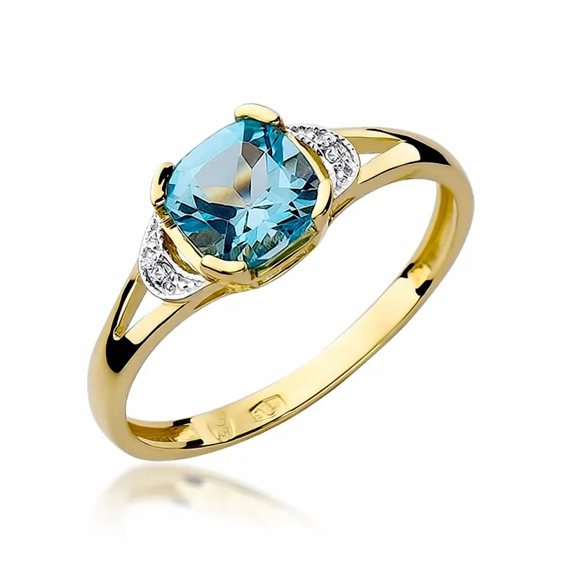 Pierścionek W-40 topaz brylanty żółte złoto 585