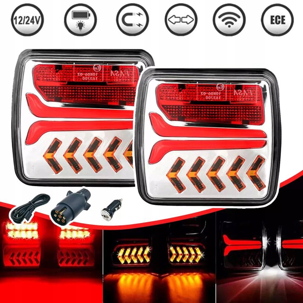 Led Bezdrátové Zadní Světla Na Magnet 12V 24V Sada