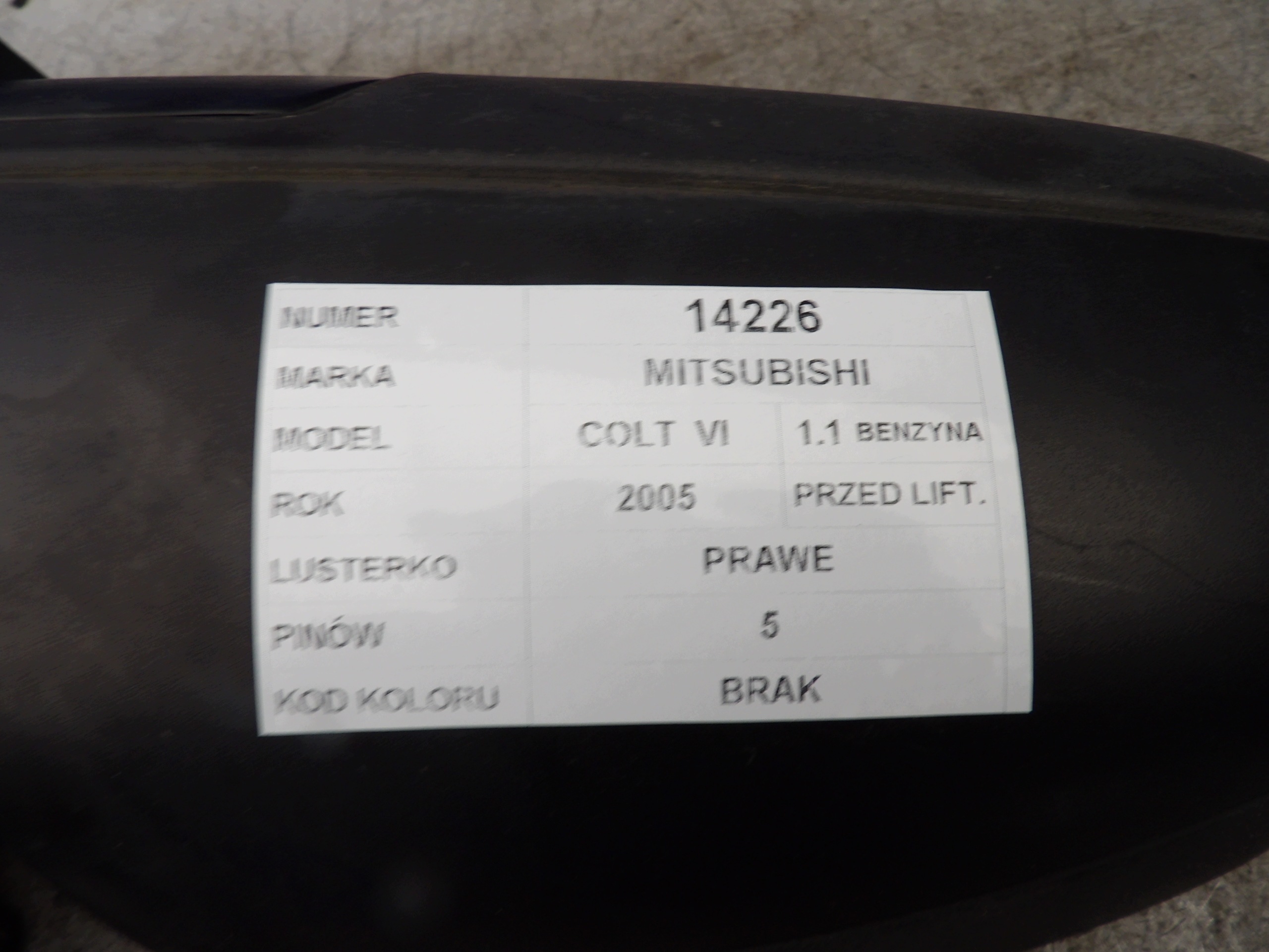Mitsubishi Colt VI mirror right