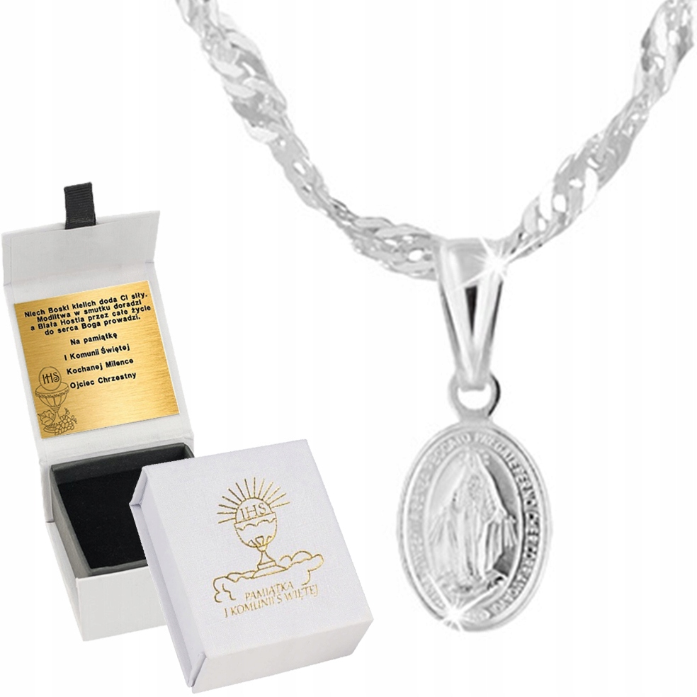 

Naszyjnik Srebrny Medalik Komunia Chrzest Grawer