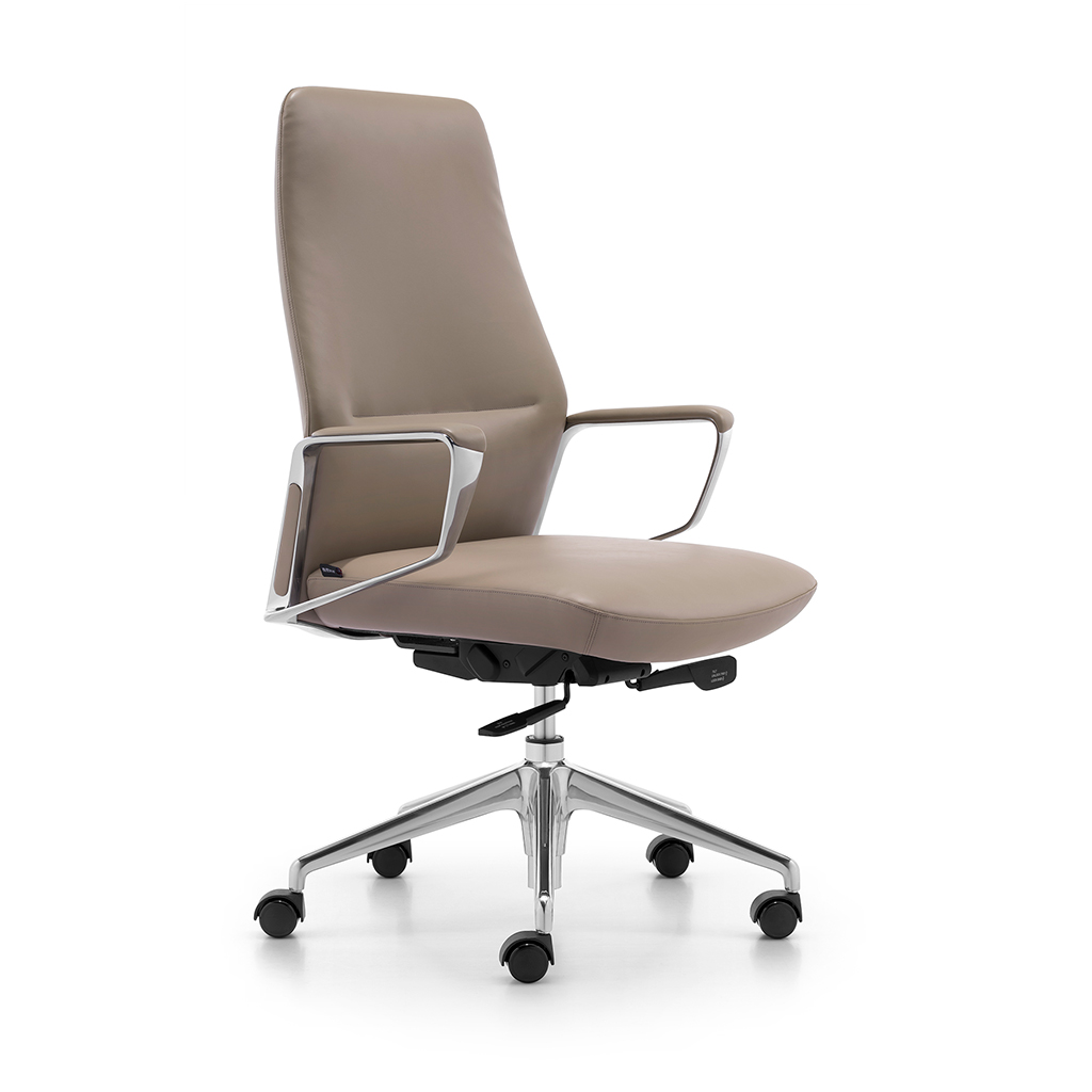 Fotel biurowy ergonomiczny wysoka regulacja beżowy nowoczesna moda do biura