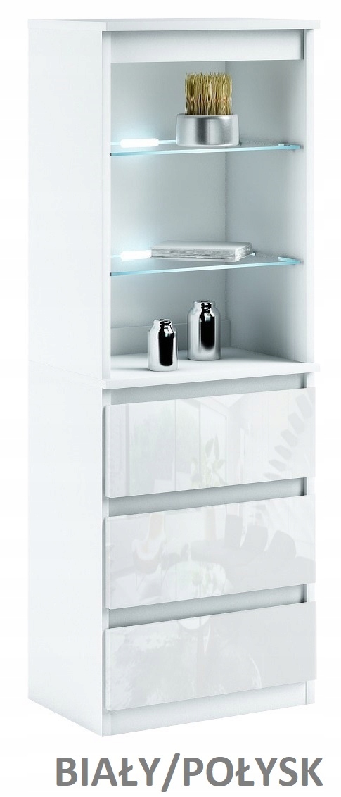 031-030 WITRYNA LED/3s + oświetlenie RGB - SONOMA / POŁYSK Marka Meble-4K