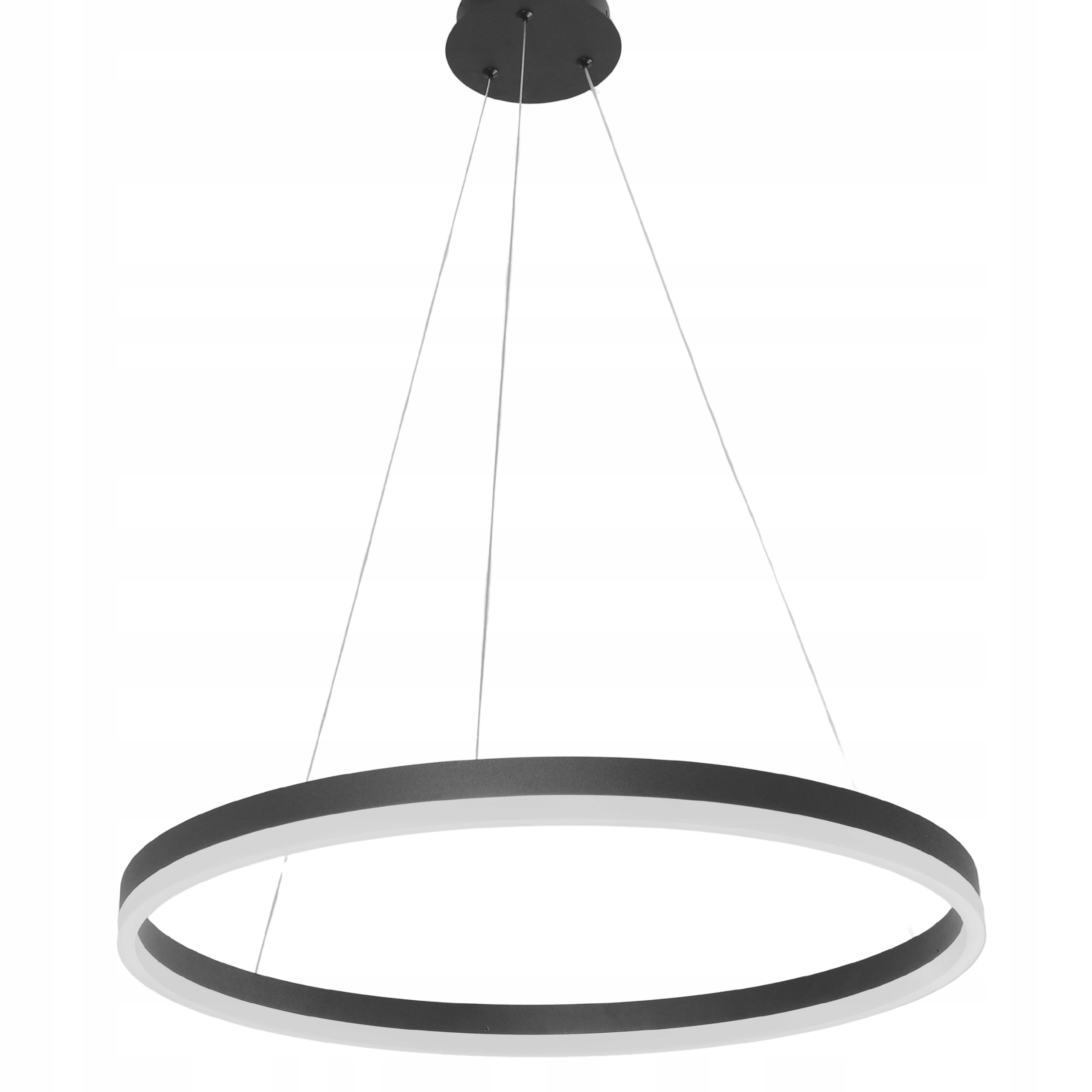 stropní svítidlo Led Závěsný Lustr Ring 80 cm Dálkový Ovladač Černá Loft moderní