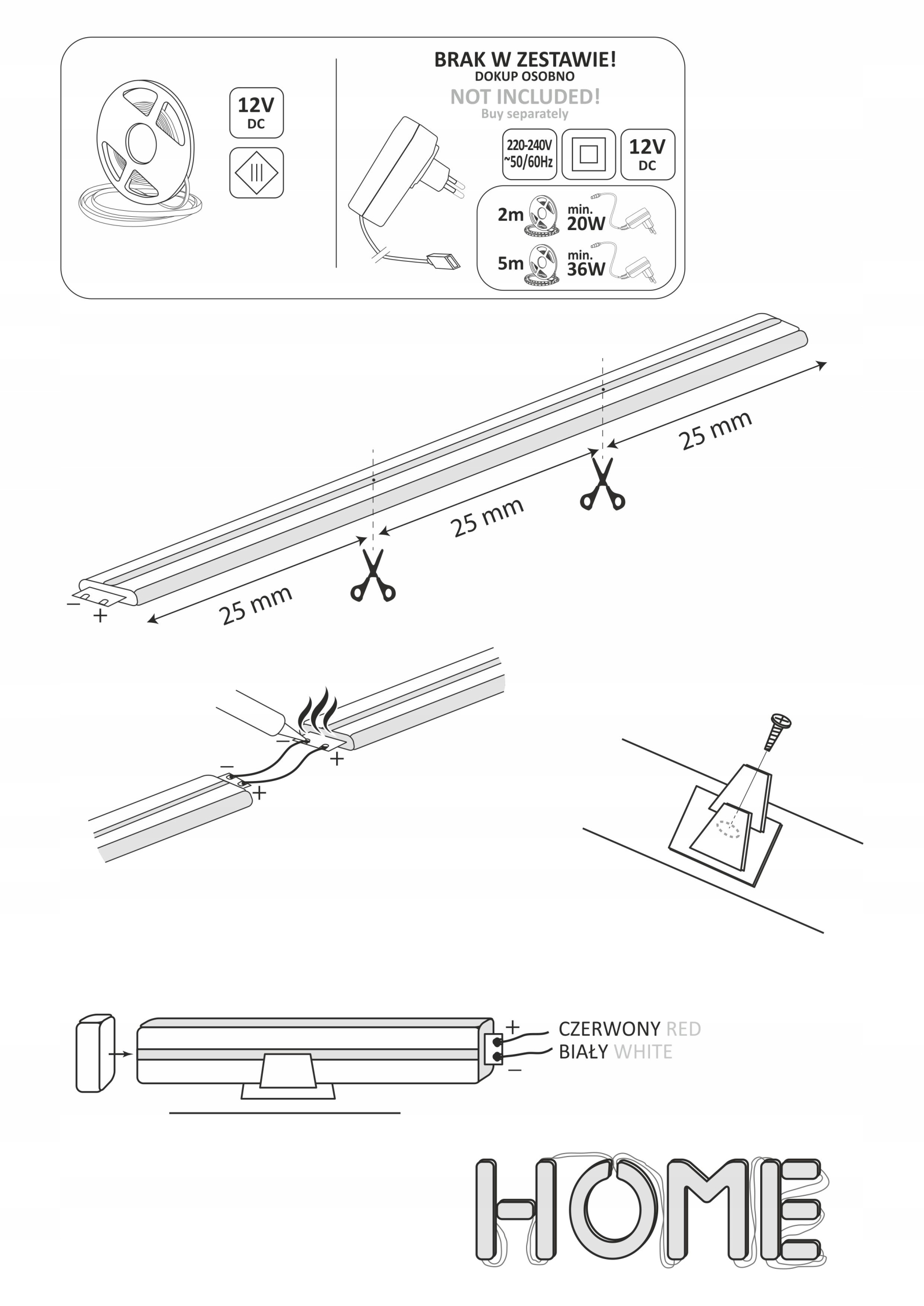 Taśma LED NEON pasek wąż giętka niebieska IP65 5m Marka Polux