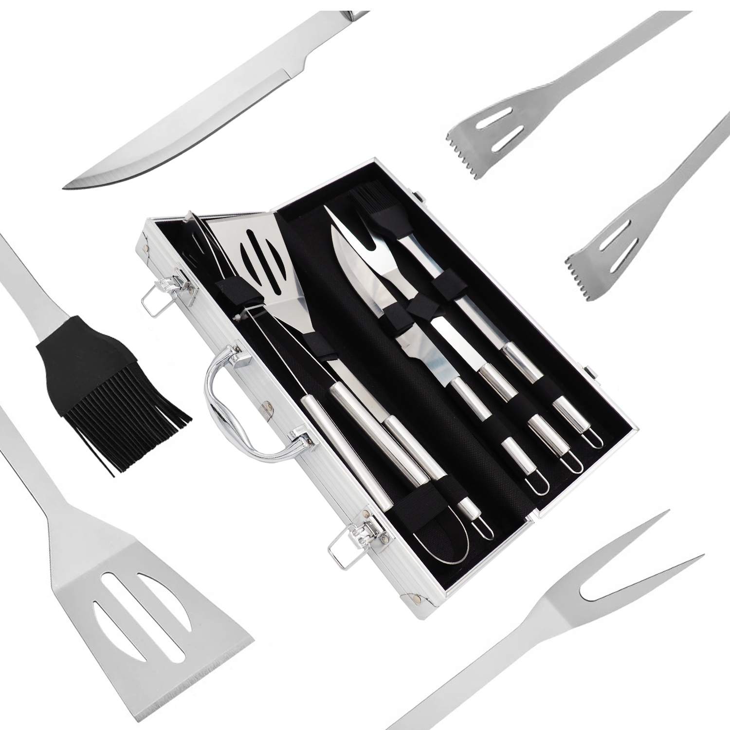 ZESTAW WALIZKA SZTUĆCE AKCESORIA DO GRILLA 5 EL.