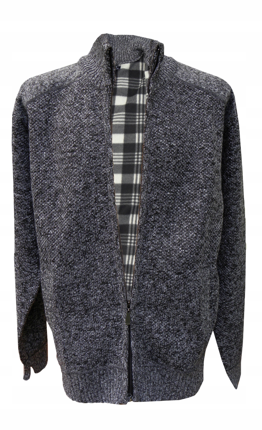 

03 033 Ciepły Sweter Na Polarze Szary roz. XXXL