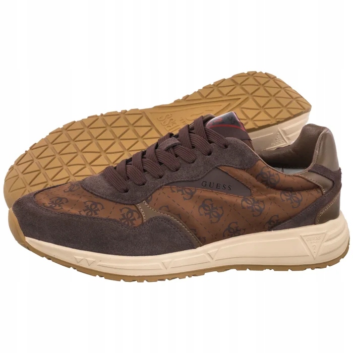 Pánské sportovní tenisky Guess Aria Fmpara Brown Hnědé