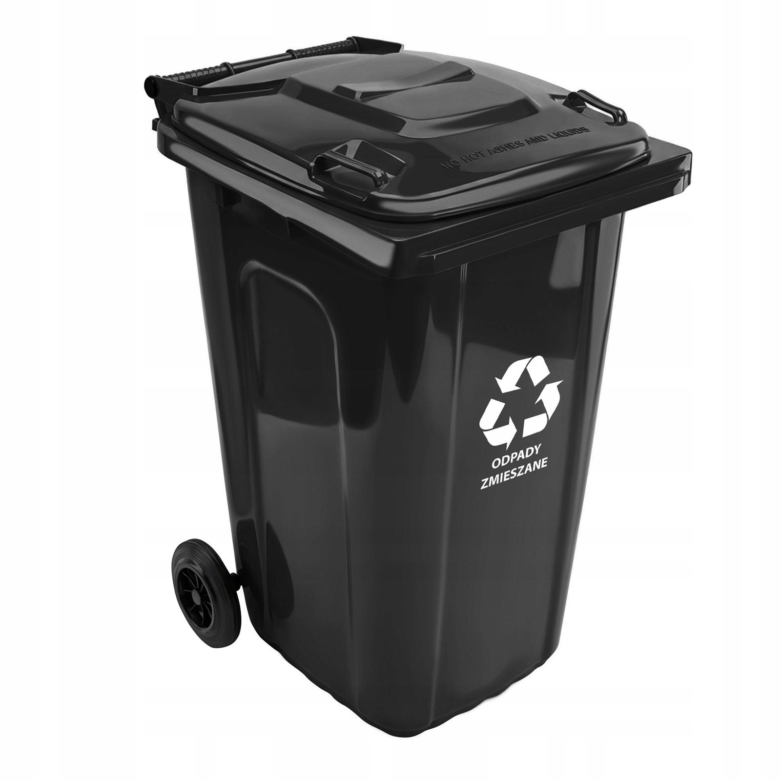 Kosz na śmieci 240L Odpady Zmieszane czarny pojemnik na kółkach z pokrywą