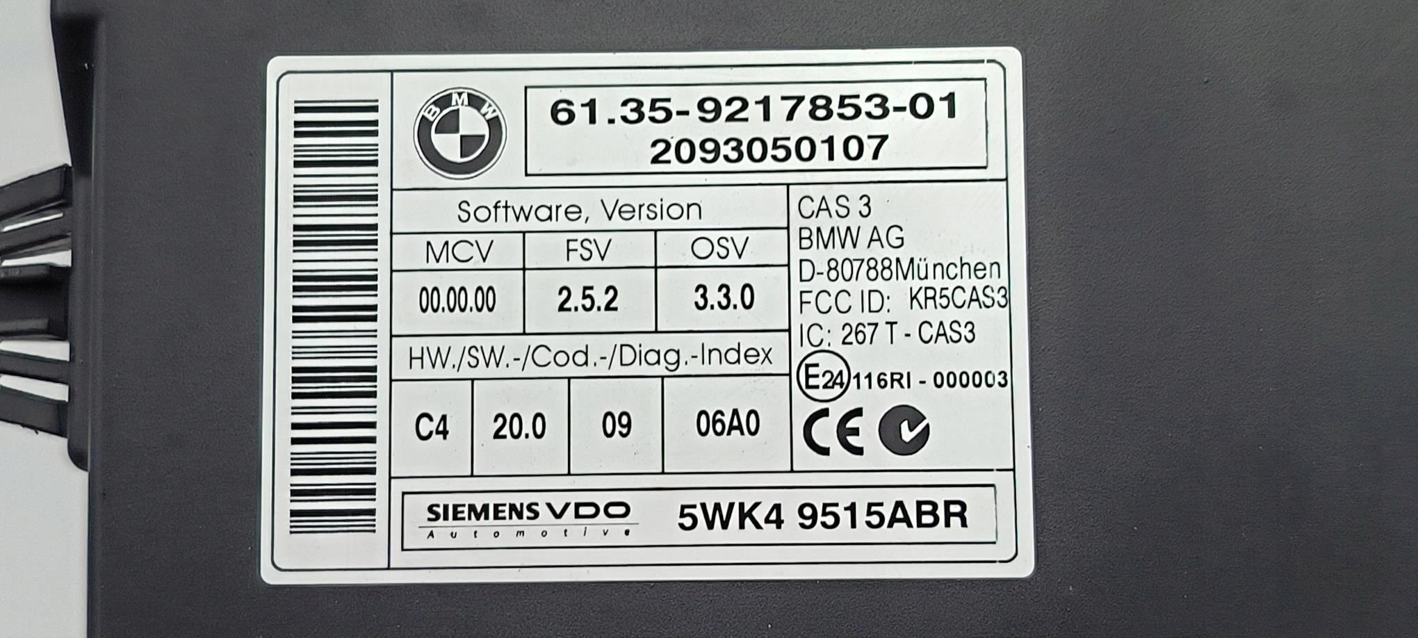 module CAS 9217853 BMW E87 116D LIFT