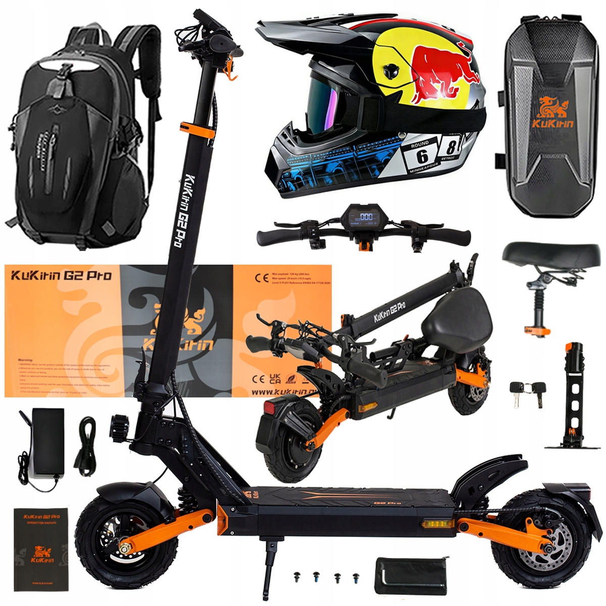 Składany Pojazd Elektryczny Kukirin G2 Pro 1000W 48V 15.6AH 45KM/H +Prezent
