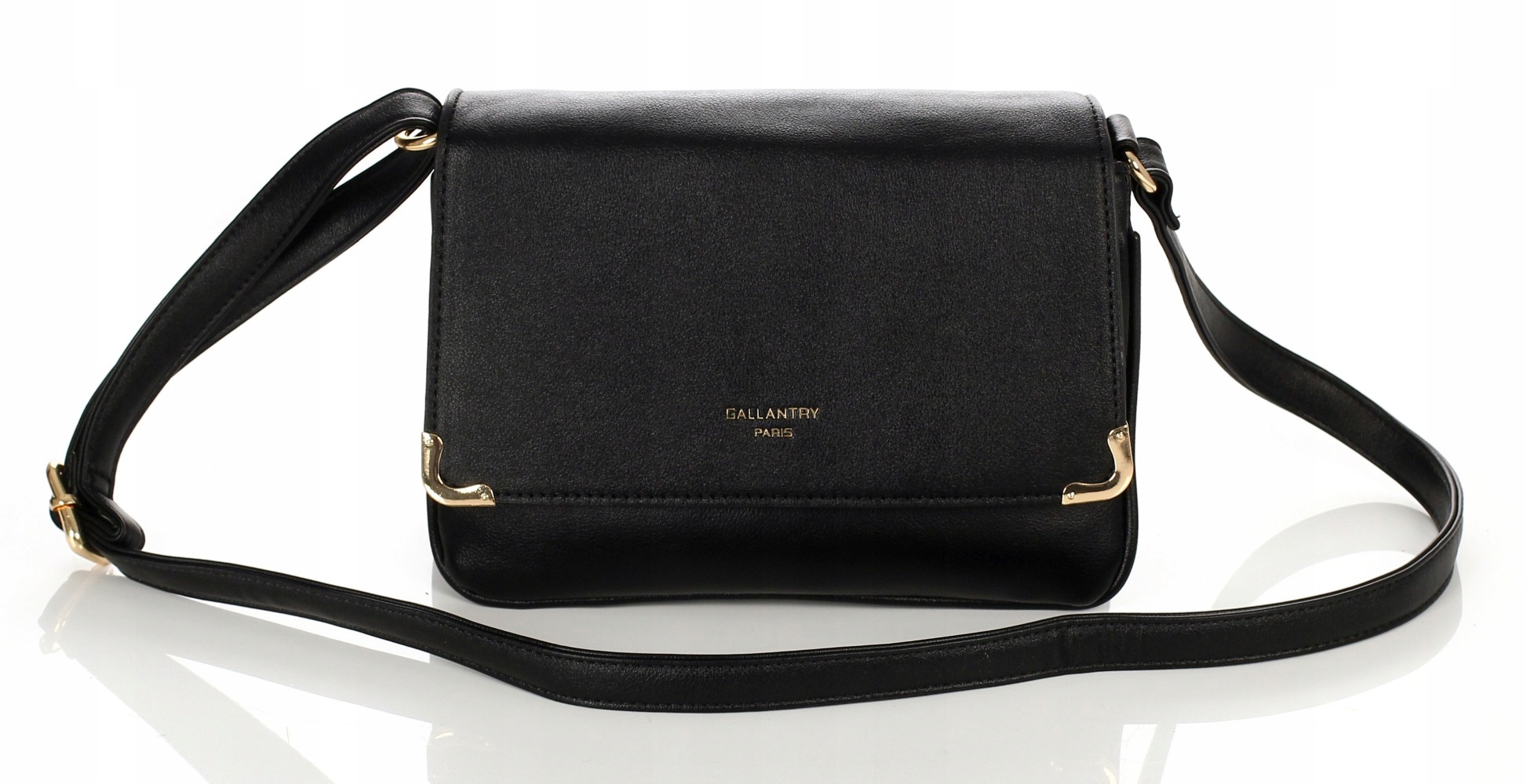 Gallantry Paris Zgrabna czarna torebka listonoszka z klapą 3 komory Marka Gallantry Paris