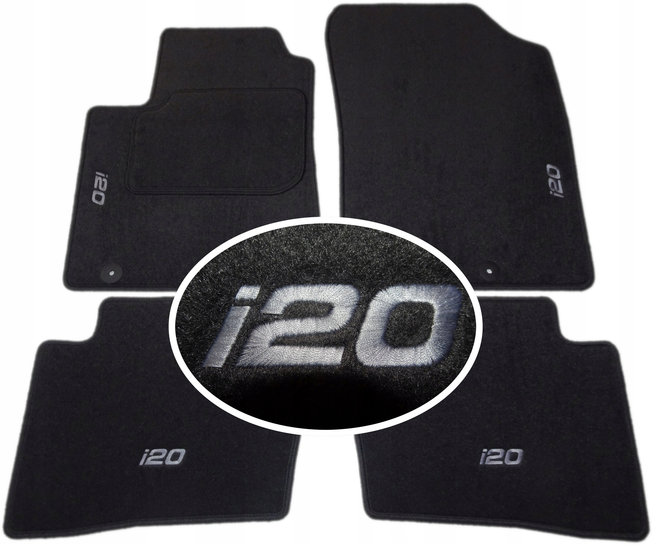 

Hyundai i20 2009-2014r Dywaniki Classic Haft CH4