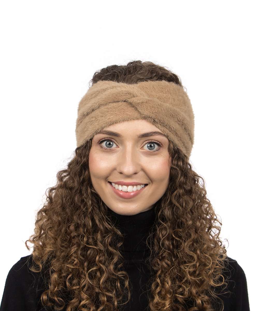 

Alpaka camelowa damska opaska turban na głowę