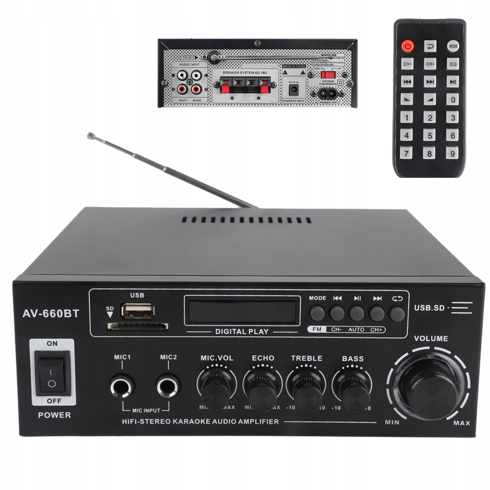 Digitální Stereo Audio Zesilovač Bluetooth Rádio Fm Přehrávač S Dálkovým Ovládáním