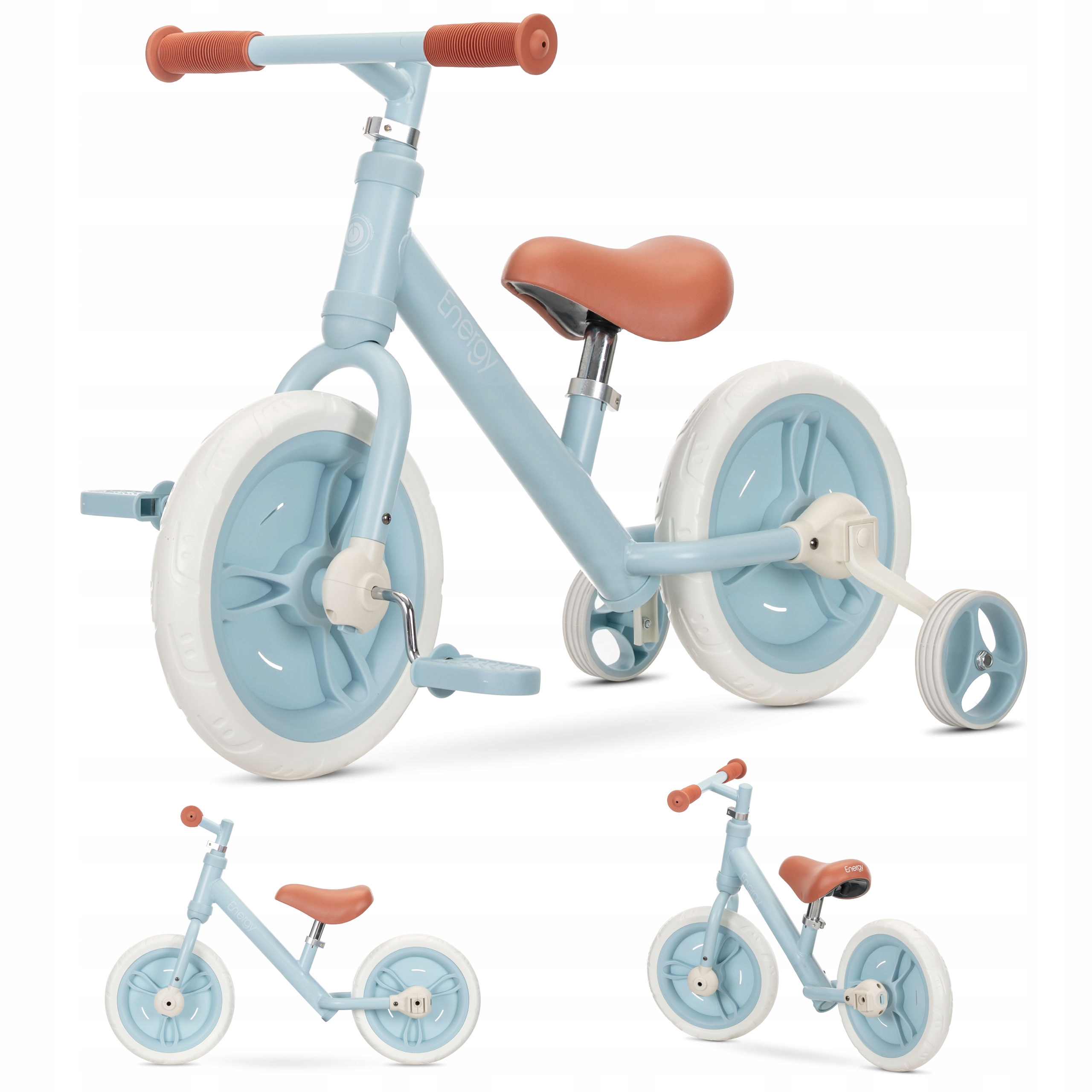 Rowerek Biegowy 2 w 1 Pedały Montowane Kółka Boczne Lorelli Energy blue
