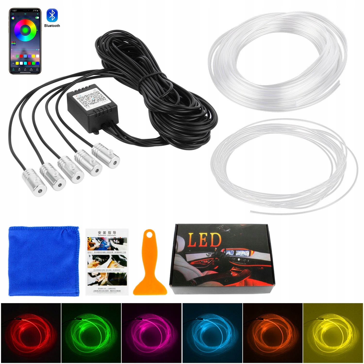 6m ŚWIATŁOWÓD EL WIRE LED RGB AMBIENT PILOT