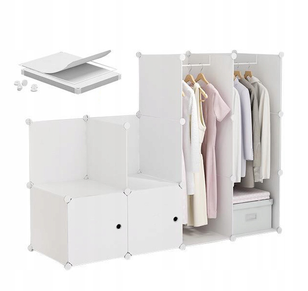 SZAFA MODUŁOWA GARDEROBA SZAFKA REGAŁ PÓŁKA BIAŁA DUŻA DRĄŻEK Typ drzwi Uchylne