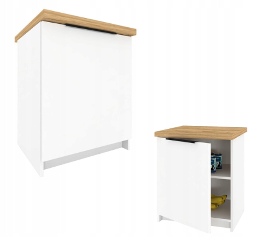 Kuchyňská skříňka Stojící Dolní Kira Bílá 50 cm s deskou S Tlumením Dovírání