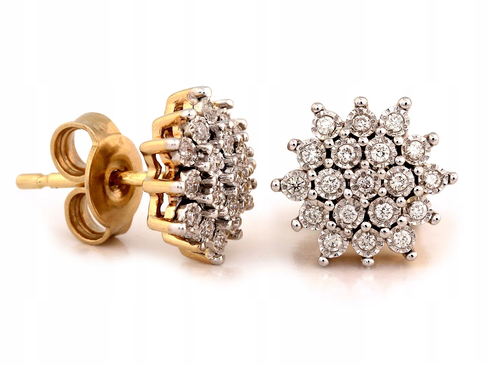 Zlaté náušnice kytičky s brilianty 0.125ct ryzosti 585 2.17g jako dárek