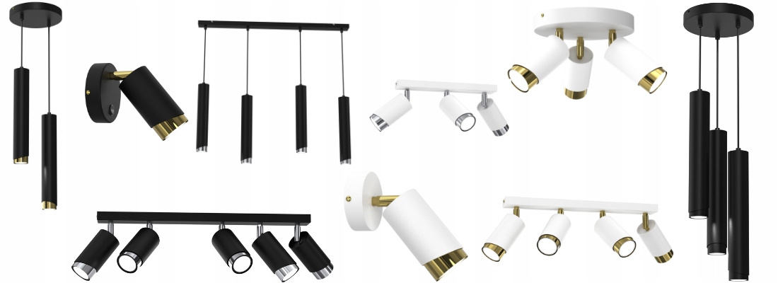 Kinkiet z włącznikiem lampa ścienna 1xGu10 czarno biały TUBE /LED/ Marka inna