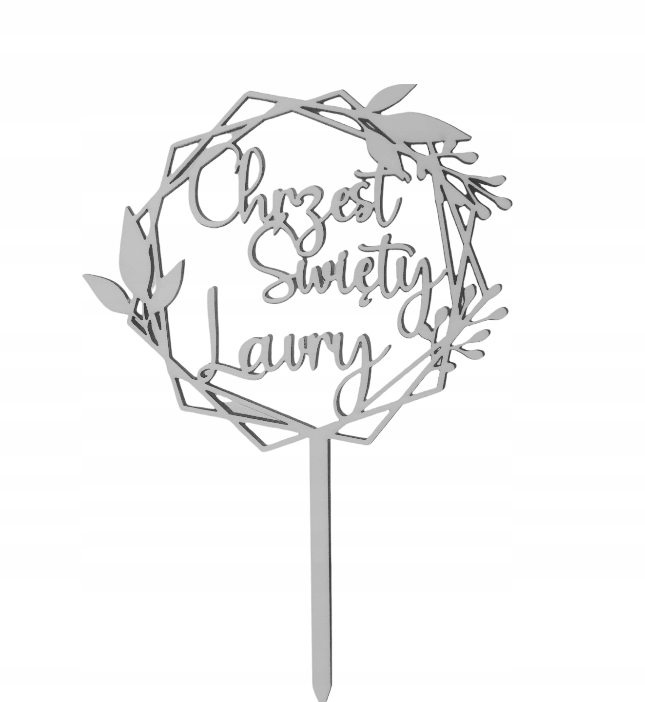 

Topper Na Tort Chrzest Swiety z imieniem Srebrny