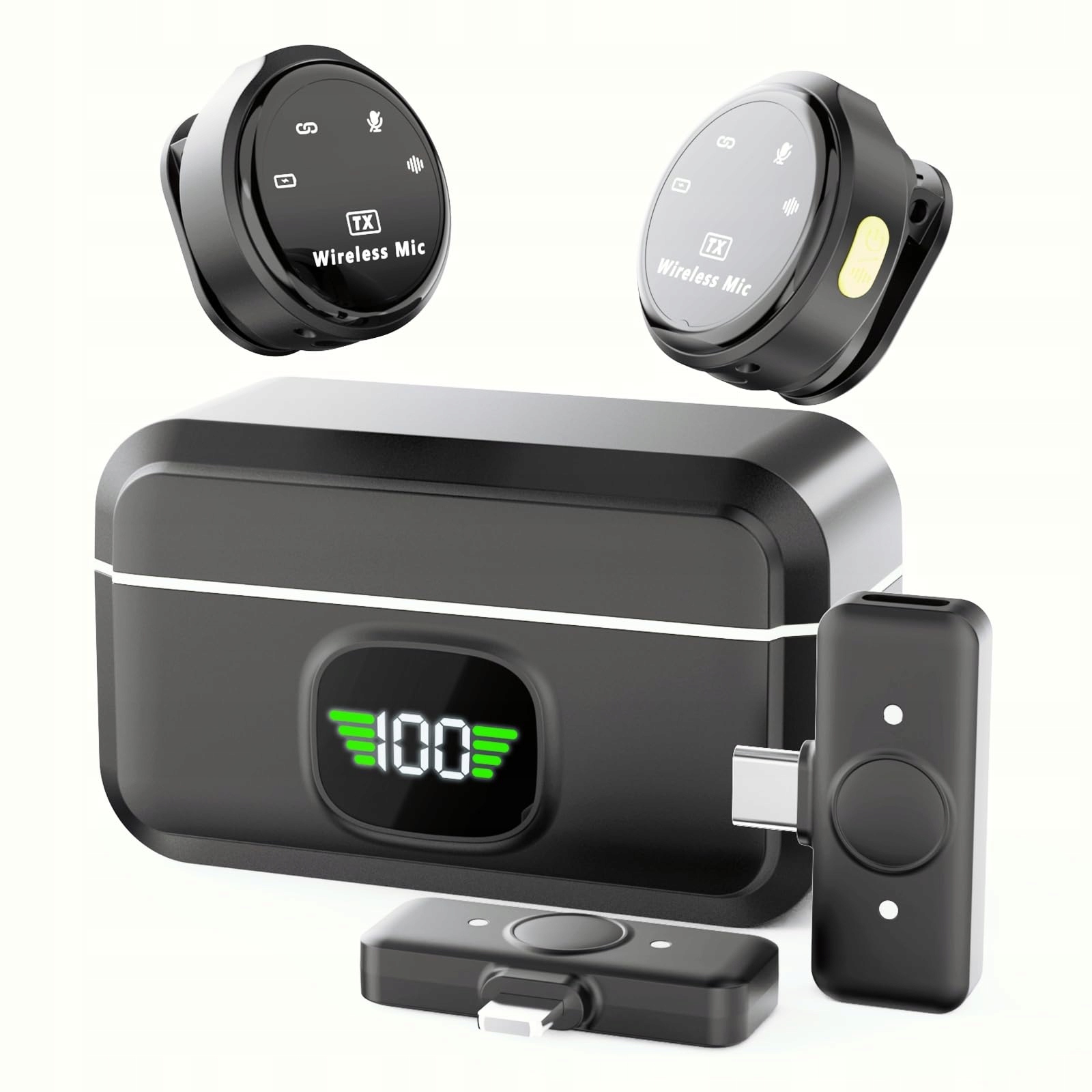 Profesionální bezdrátový lavalierový mikrofon pro iPhone Android Hi-Fi PlugPlay