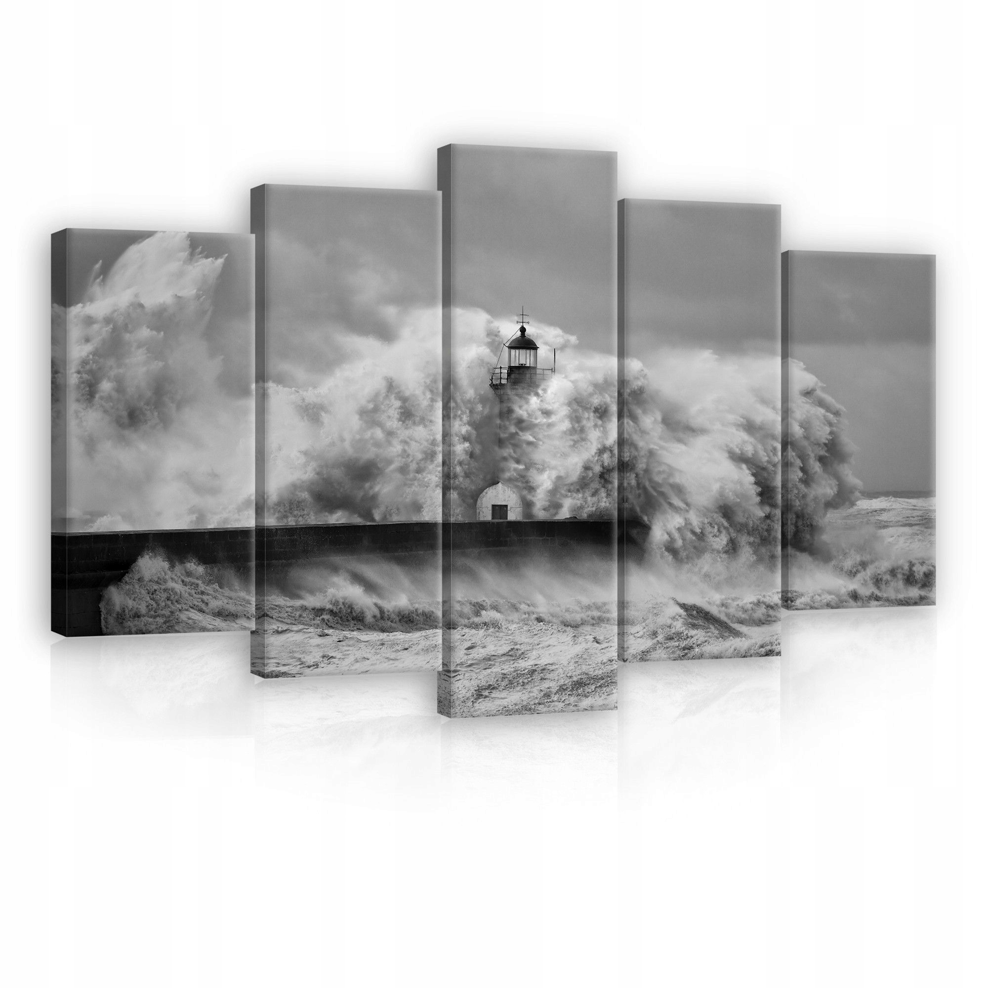 Obraz 100x60 Moře vlny bouře maják monochrom krajina umění