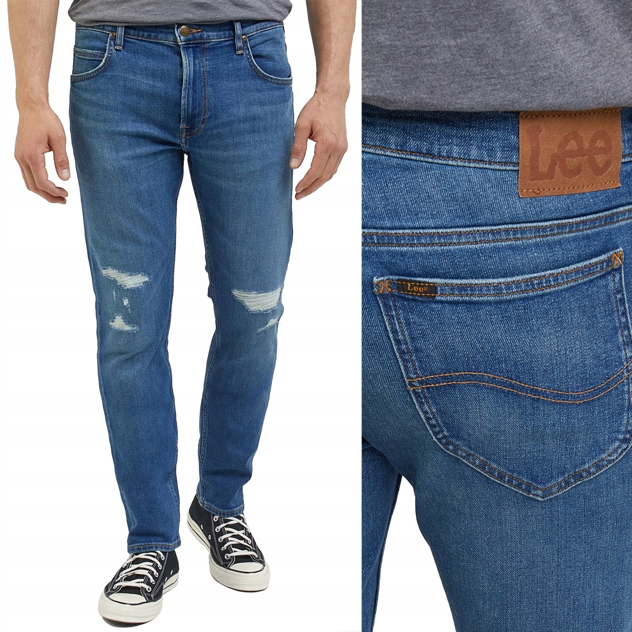Lee Rider slim Solstice džínové kalhoty vintage destroyed díry W31 L32
