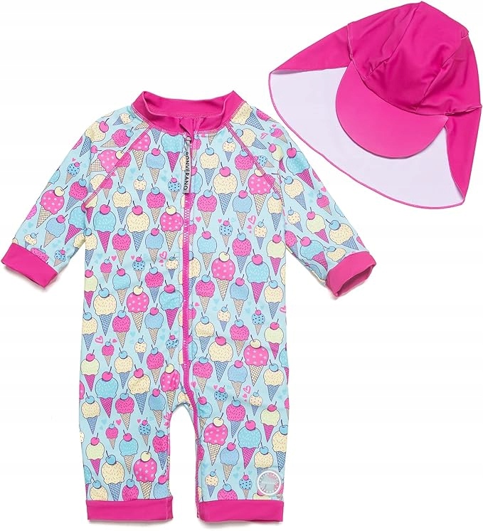 JEDNOCZĘŚCIOWY STRÓJ KĄPIELOWY + CZAPKA UPF 50+ DLA DZIEWCZYNEK I CHŁOPCÓW