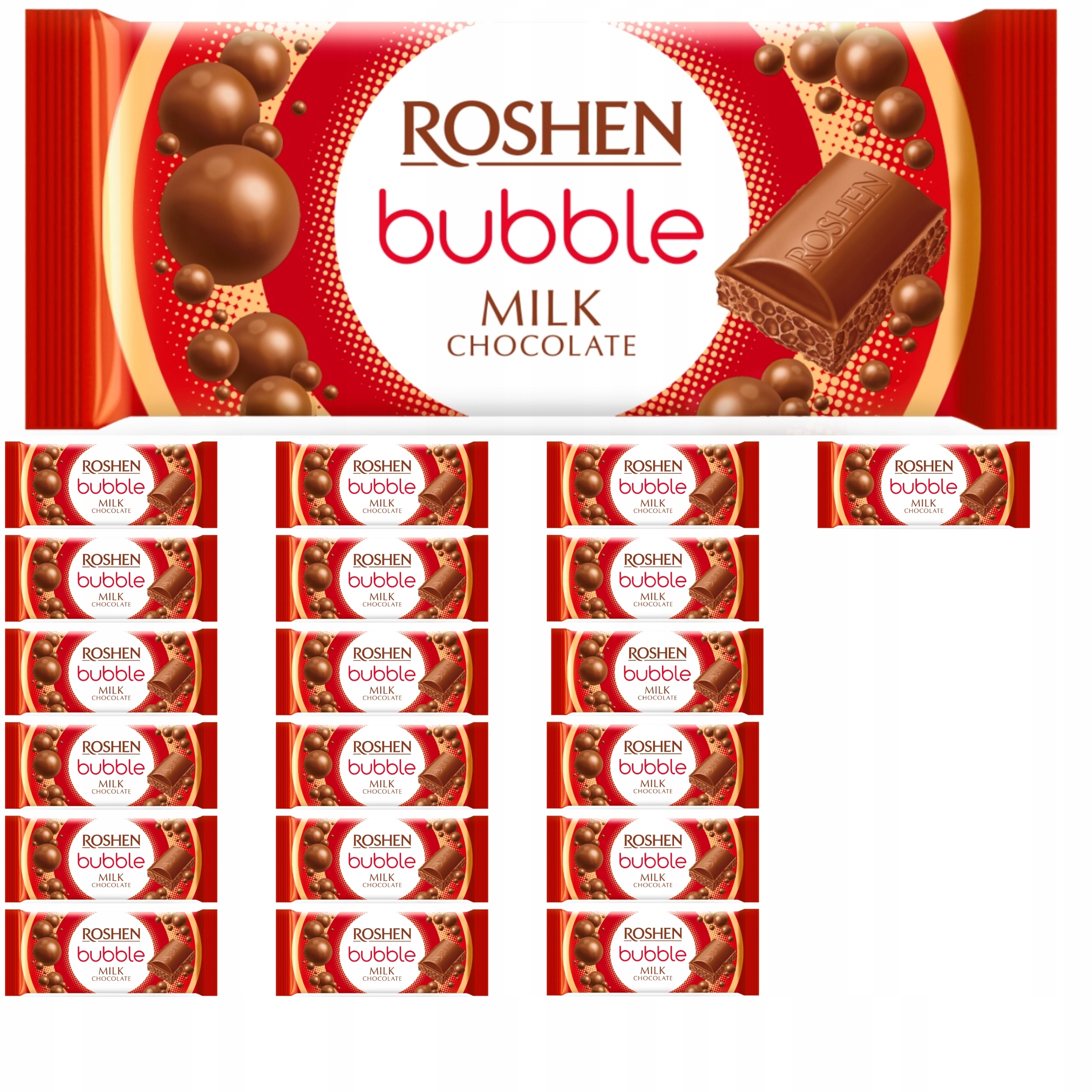 Czekolada Mleczna Napowietrzana Bąbelkowa Roshen Milk Bubble 80 G 20 Sztuk