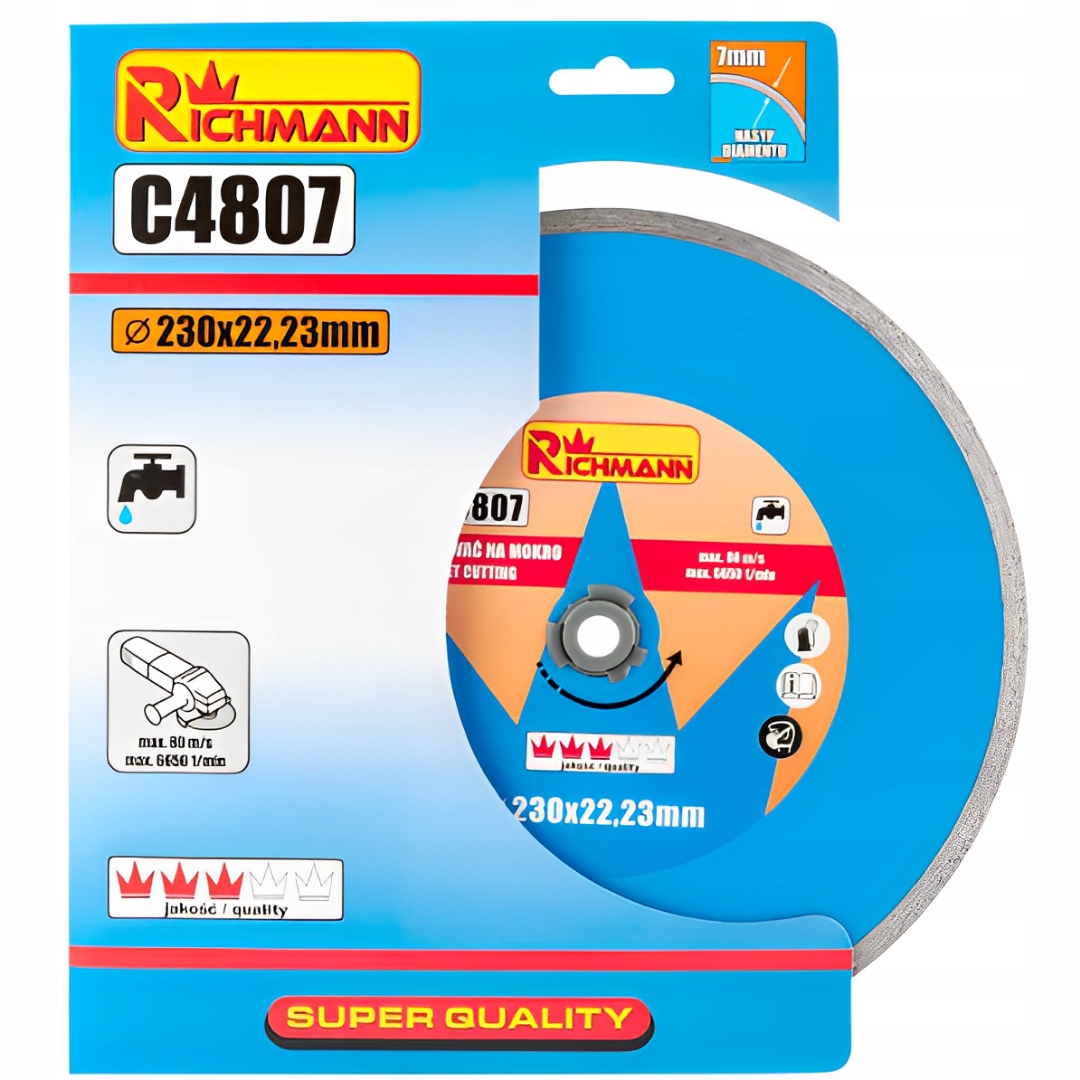 TARCZA DIAMENTOWA PEŁNA 230 MM 22,23 mm Waga produktu z opakowaniem jednostkowym 0.666 kg