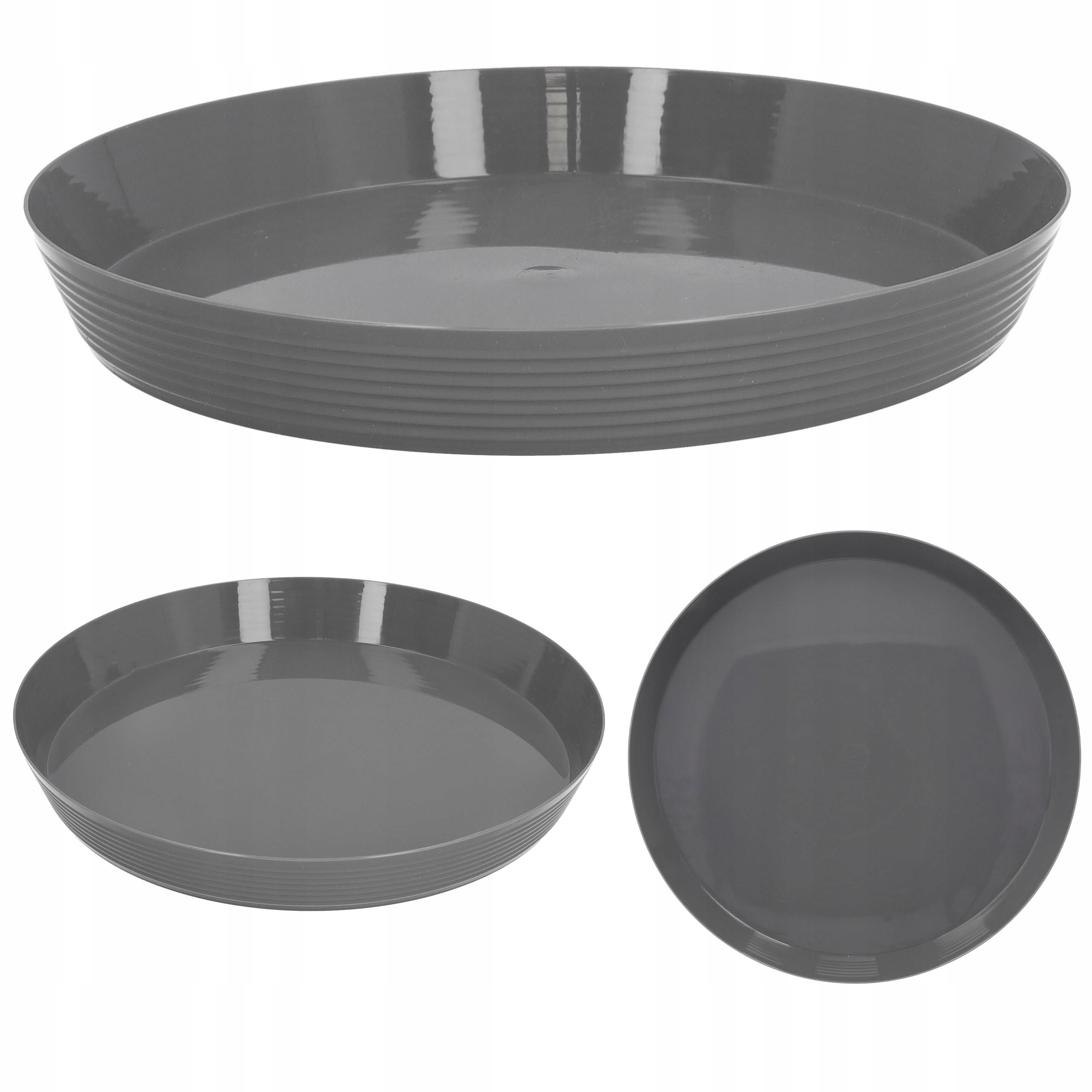 Talerz plastikowy wielorazowy turystyczny szary na piknik biwak grill 24cm