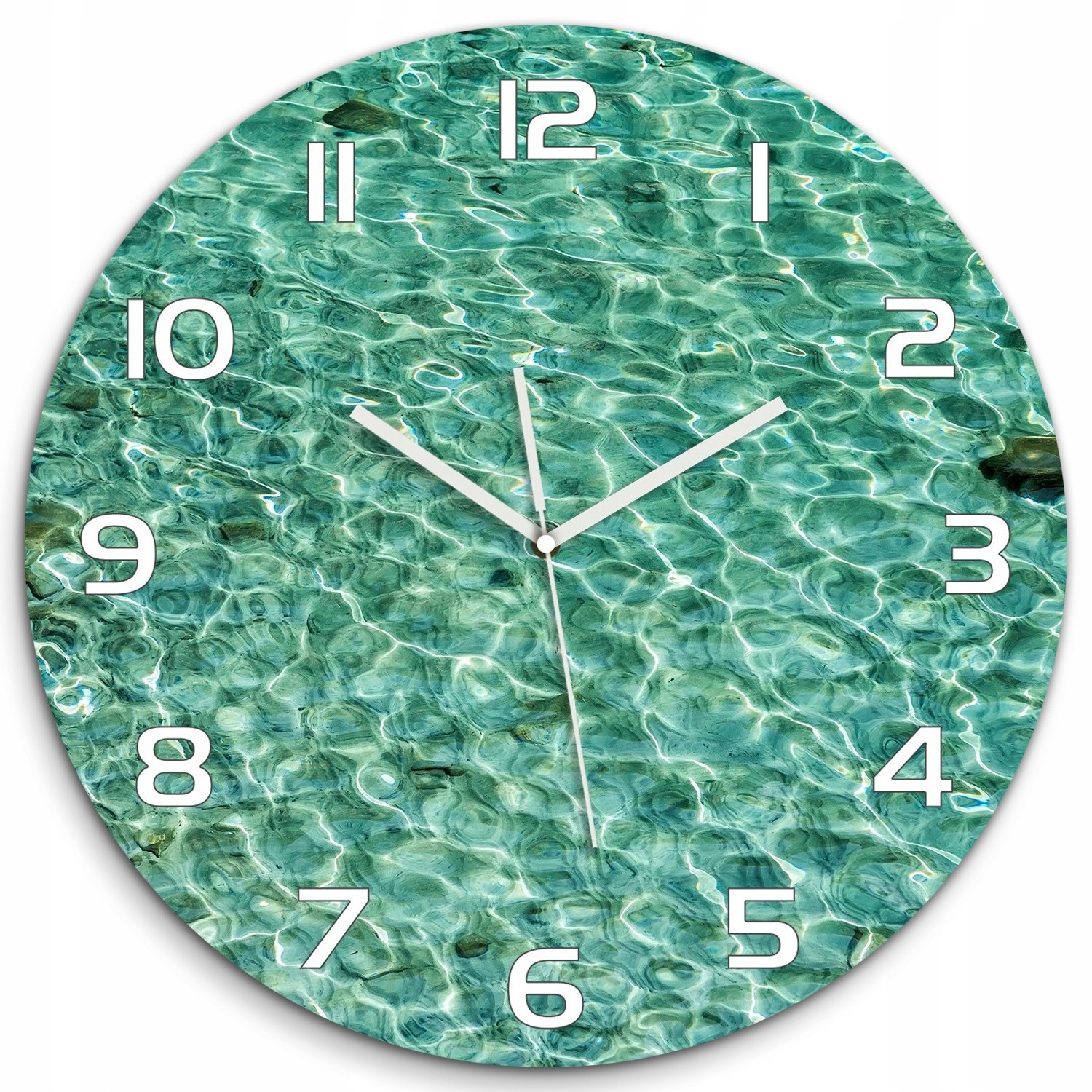 

Duży szklany zegar ścienny Przejrzysta woda fi 60